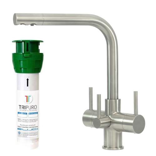 Bluci NOVANTA2 TriPuro Water Filter Kitchen Tap with Three Levers with Filter and Housing