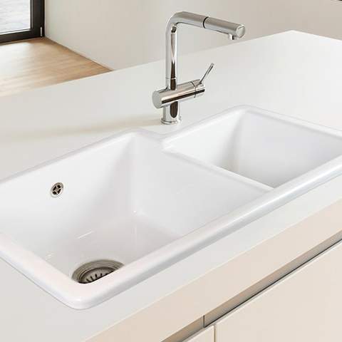 Shaws Brindle 800 1.75 Bowl Ceramic Kitchen Sink