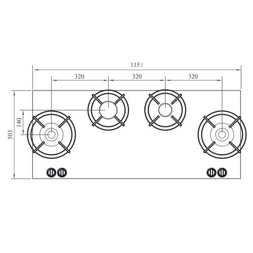 DRUM PITT by Reginox - 4 PITT Individual Gas Hobs