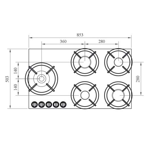 ENEP PITT by Reginox - 5 PITT Individual Burner Gas Hobs