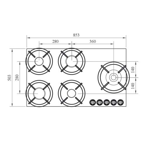 EBEKO PITT by Reginox - 5 PITT Individual Burner Gas Hobs