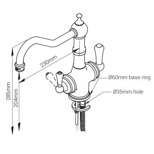 Perrin & Rowe 1970 Celeste 3 in 1 Instant Hot Water Kitchen Tap