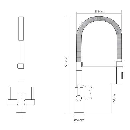 Caple Novato Stainless Steel Pull-Out Spray Kitchen Tap