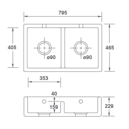 Shaws Classic Shaker Double 800 Belfast Sink