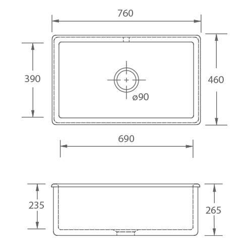 Shaws CLASSIC SINGLE 800 Inset Large Bowl Sink