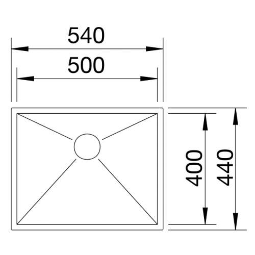 Blanco ZEROX 500-U Steelart Elements Undermount Kitchen Sink