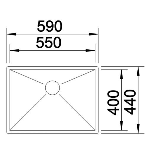 Blanco ZEROX 550-U Steelart Elements Undermount Kitchen Sink