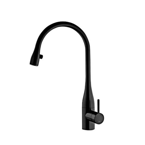 KWC EVE Kitchen Mixer Tap with Pull-Out Spray & LED in Black Chrome