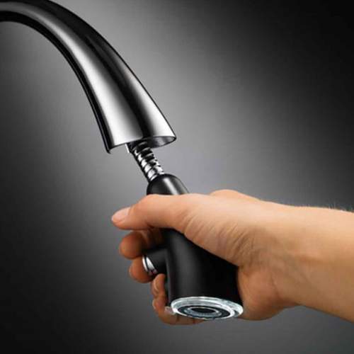 KWC ZOE Designer Kitchen Mixer Tap with Pull-Out Spray & Luminaqua LED Technology