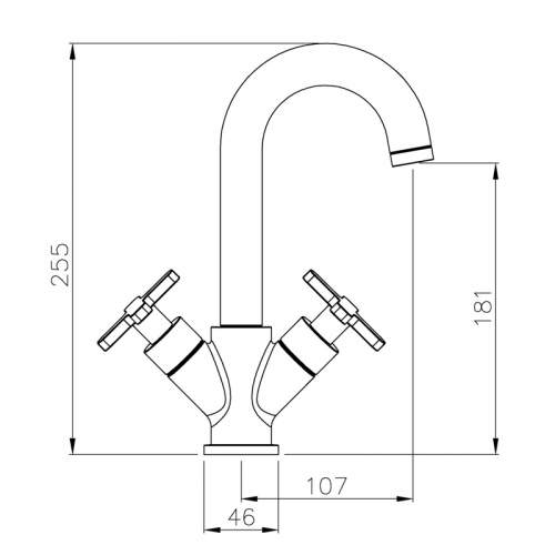 Abode Serenitie Rose Gold Basin Mixer without Waste - AB2601 Technical Drawing