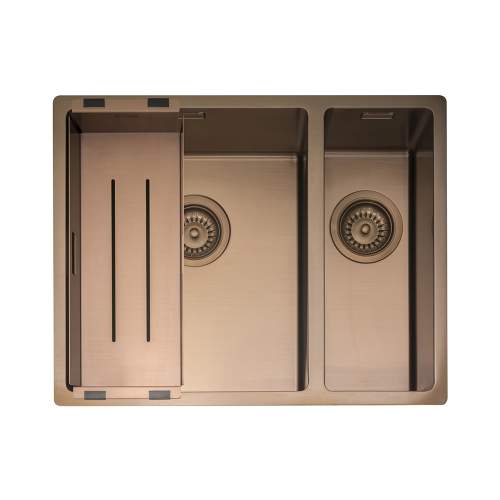 Caple MODE 3415 1.5 Bowl Kitchen Sink in Copper MODE3415/R/CO with Collander