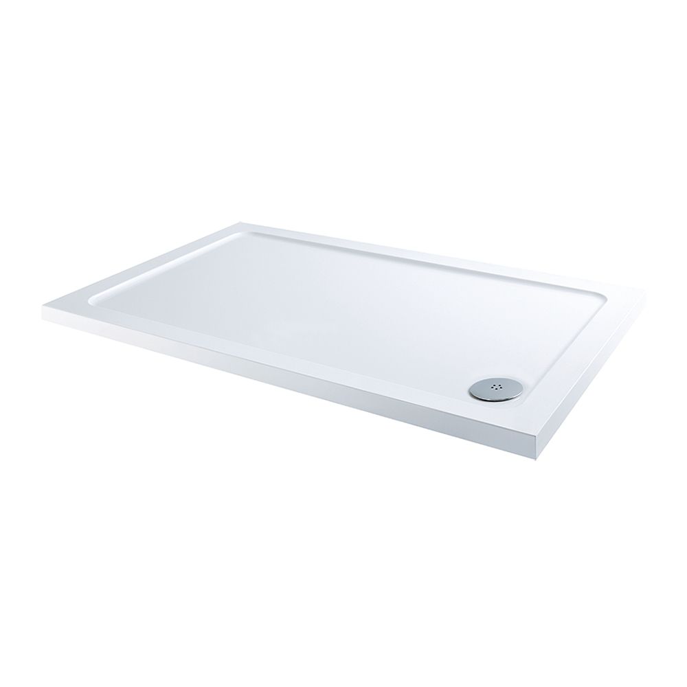 Aquabro Rectangular ABS Stone Resin Shower Tray with Corner Waste