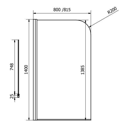 Aquabro One Round Corner Bath Screen