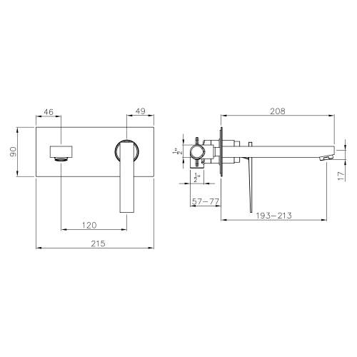 Abode Marino Wall Mounted Basin Mixer