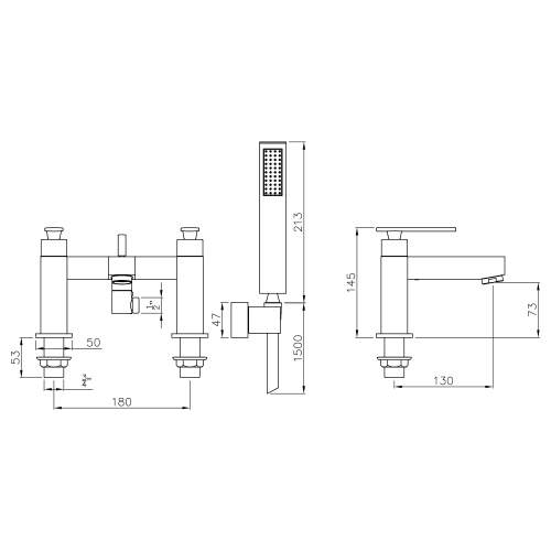 Abode Marino Deck Mounted Bath Shower Mixer with Shower Handset