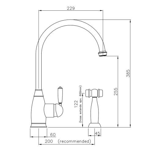 Abode ASTBURY Single Lever Mixer Kitchen Tap With Handspray in Forged Brass