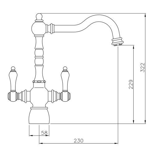 Abode BAYENNE Twin Lever Mixer Kitchen Tap in Century Copper - AT3090