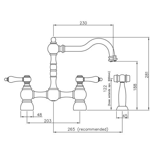 Abode BAYENNE Bridge Tap With Handspray in Century Copper - AT3091