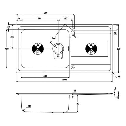 Abode Ixis Single Large Bowl Stainless Steel Kitchen Sink - AW5102