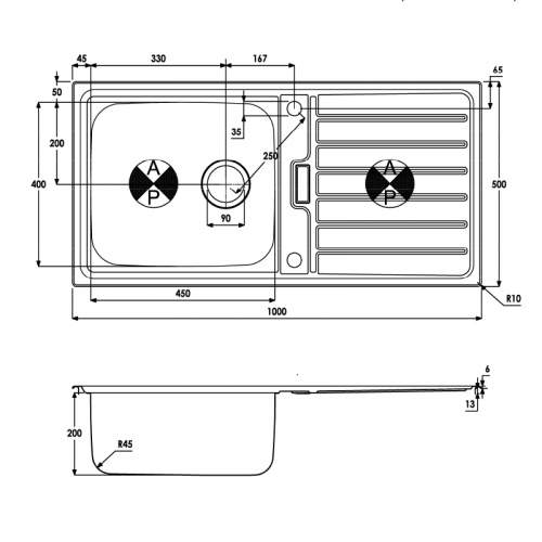 Abode Neron Single Large Bowl Stainless Steel Kitchen Sink - AW5112