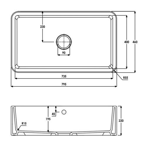 Abode PROVINCIAL Large Single Bowl Belfast Kitchen Sink - AW1020