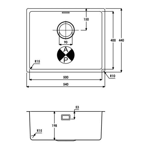 Abode Matrix R15 Large 1.0 Bowl Kitchen Sink - AW5122