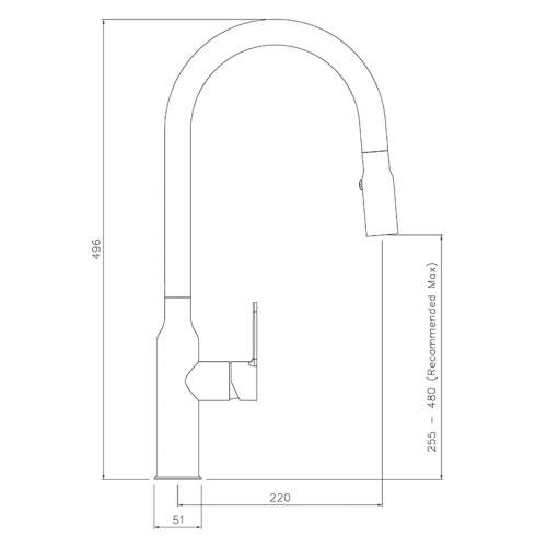 Abode MIMASA Pull Out Spray Stainless Steel Kitchen Tap - AT2081