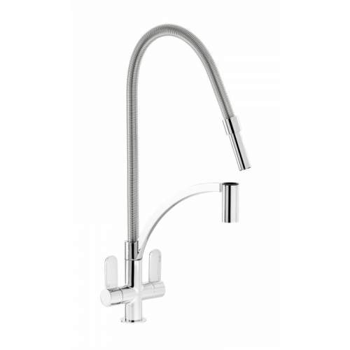 Abode GENIO Dual Lever Kitchen Mixer Tap with Pull Out Spray - AT2071