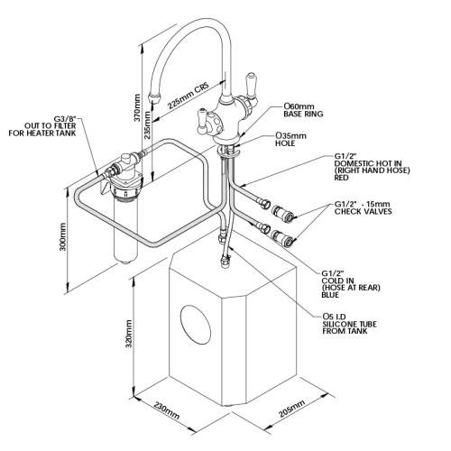 Perrin & Rowe Polaris 3 in 1 Instant Hot Water Kitchen Tap