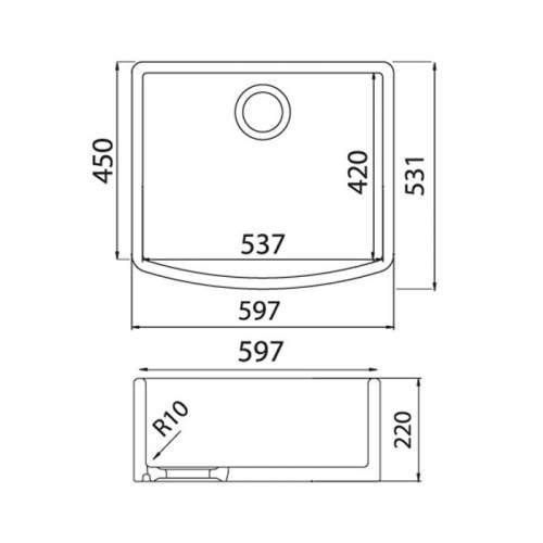 Astracast EDINBURGH 1.0 Bowl Bow Fronted Ceramic Kitchen Sink