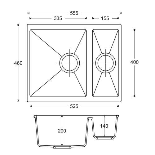 Bluci ACUTE G3314 1.5 Bowl Undermount Granite Sink