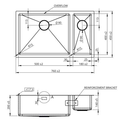 Bluci ACUTE 5018 1.5 Bowl Kitchen Sink