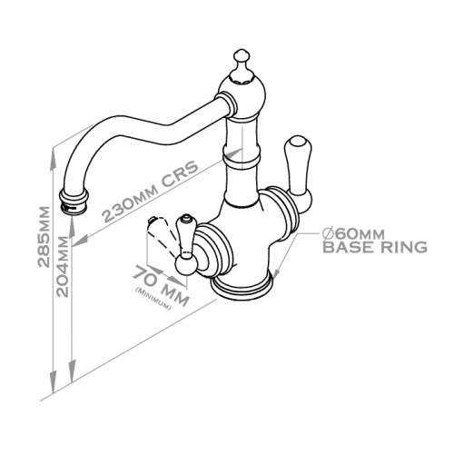 Perrin & Rowe 1770 Celeste 3-in-1 Instant Hot Tap with Rinse