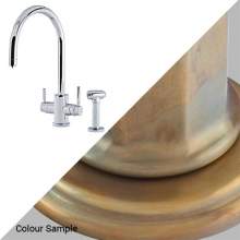 Perrin & Rowe 1712 Phoenix C-Spout 3-In-1 Instant Hot Tap with Rinse in Aged Brass