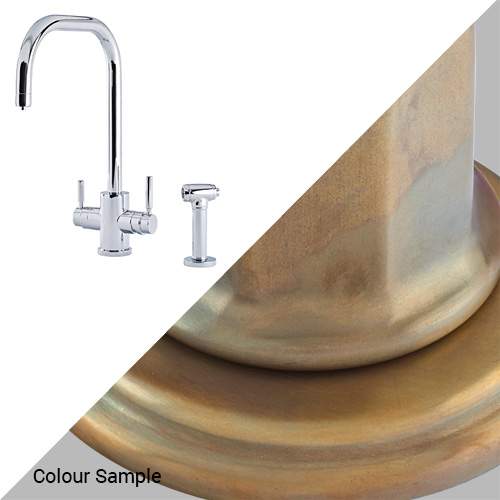Perrin & Rowe 1714 Phoenix U-Spout 3-In-1 Instant Hot Tap with Rinse in Aged Brass