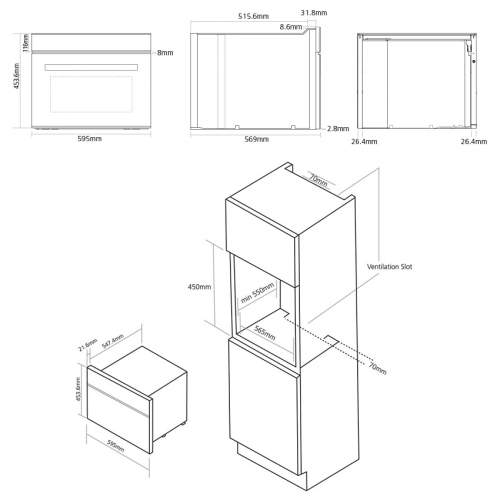 Caple SENSE CM108 45cm Built In Microwave Oven