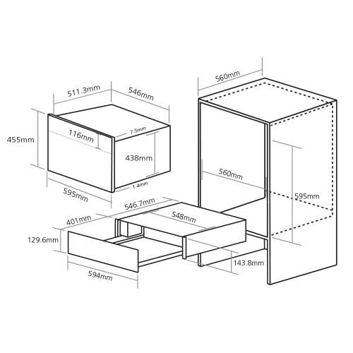 Caple SENSE WD140BK Black Warming Drawer