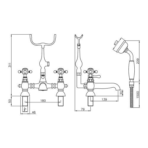 Abode Sentiment Deck Mounted Bath Shower Mixer in Chrome