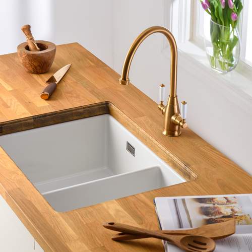 Abode SANDON Large 1.5 Bowl Ceramic Kitchen Sink - AW1033