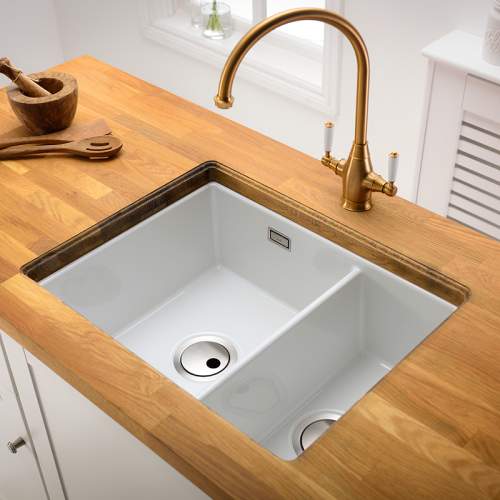 Abode SANDON Large 1.5 Bowl Ceramic Kitchen Sink - AW1033