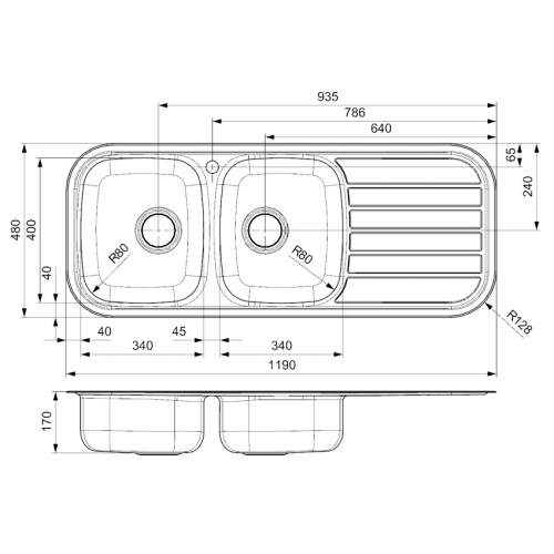 Reginox REGENT 30 LUX Double Bowl Kitchen Sink with Drainer