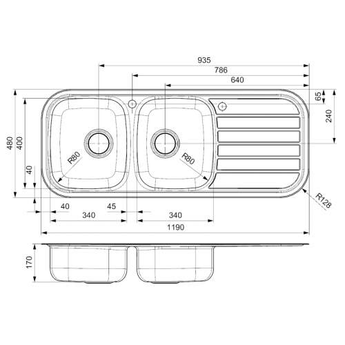 Reginox REGENT 30 LUX Double Bowl Catering Kitchen Sink with Drainer