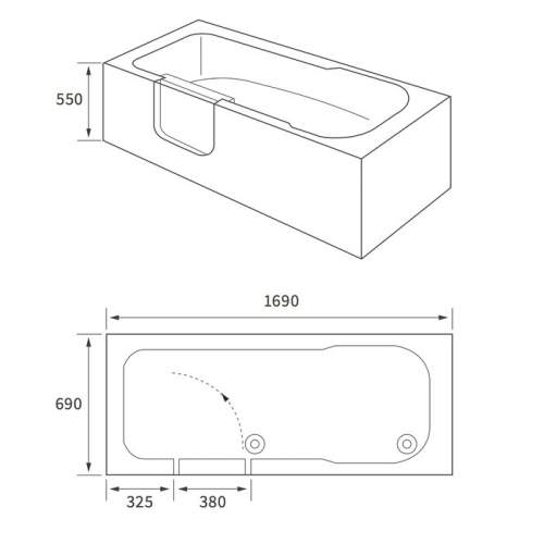 Aquabro Easy Access Single End Walk In Bath