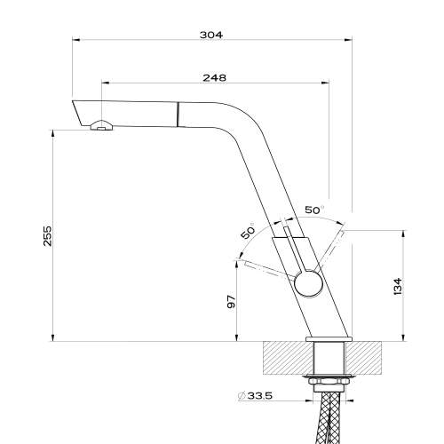 Gessi OCEAN 50007 Monobloc Pull-Out Kitchen Tap