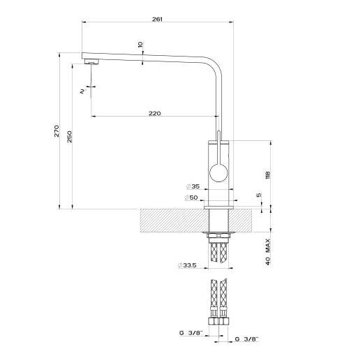 Gessi X-SENCE 17015 Monobloc Kitchen Mixer Tap