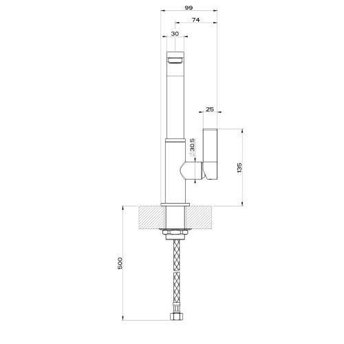 Gessi X-SENCE 17015 Monobloc Kitchen Mixer Tap