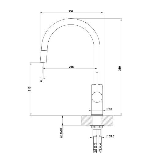 Gessi OXYGEN 20573 Monobloc Kitchen Tap with Pull-Out Rinse