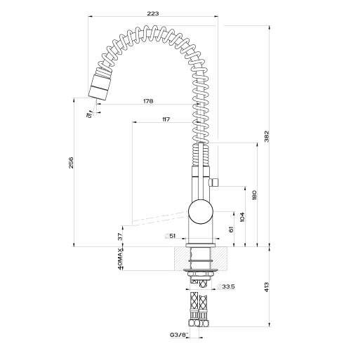 Gessi OXYGEN 00908 Monobloc Kitchen Tap with Flexi Spout