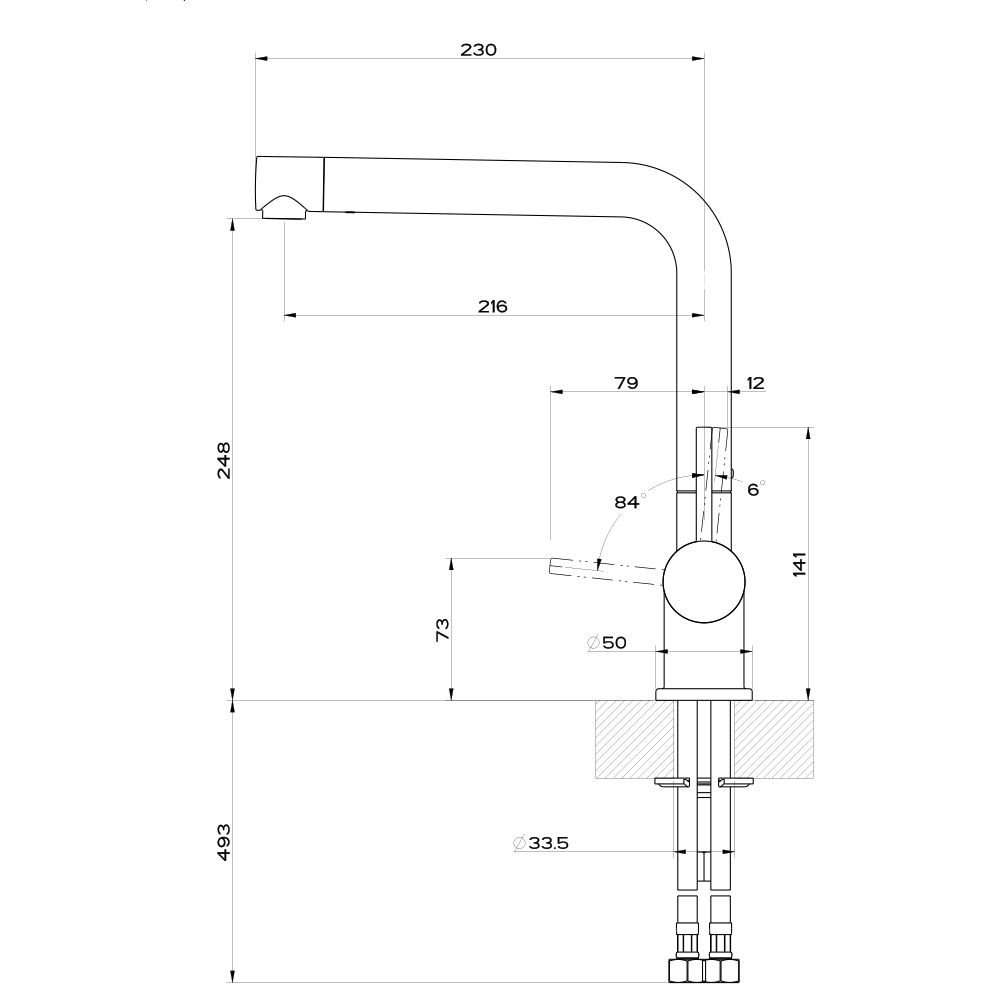 Gessi OXYGEN 50201 Monobloc Kitchen Mixer Tap
