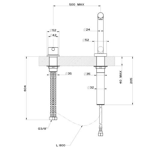 Gessi LOGIC 50107 2 Hole Kitchen Mixer Tap with 3 Positions